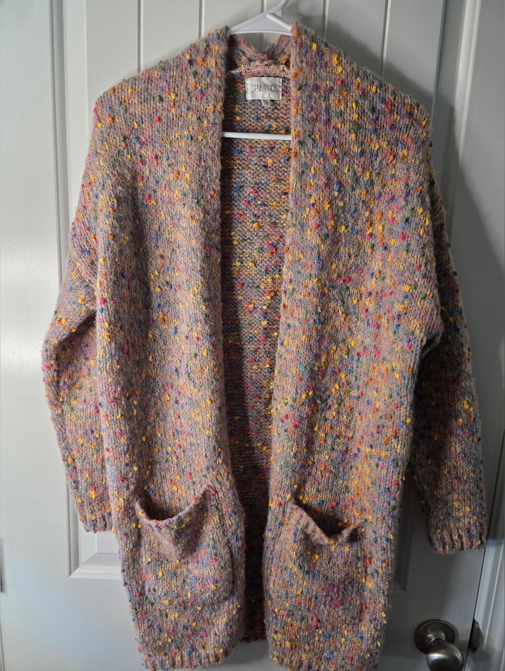 Sienna Sky Cozy Multicolor Speckled Open-Front OVERSIZED Cardigan NWOT XS